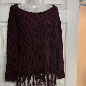 Altered state Women's Burgundy Fringe Sweater